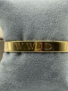 W.W.J.D. genuine copper Gold Tone Inspirational Bangle Bracelet